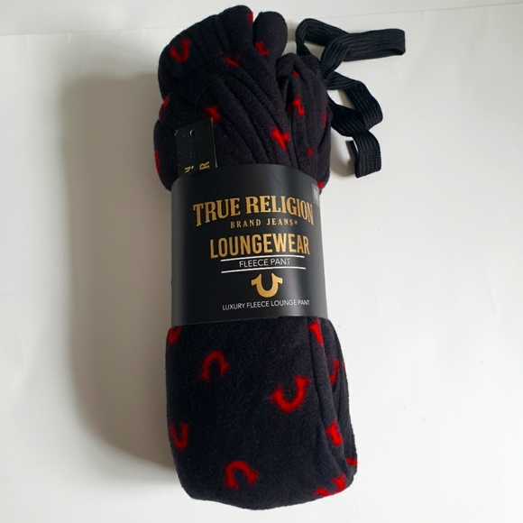 TRUE RELIGION men's fleece pajama pants monogram Logo lougewear - Picture 1 of 4